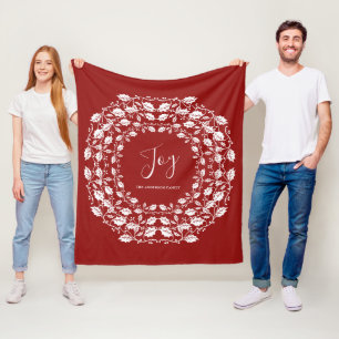 White Christmas Holly Joy   Personalisiert Rot Fleecedecke
