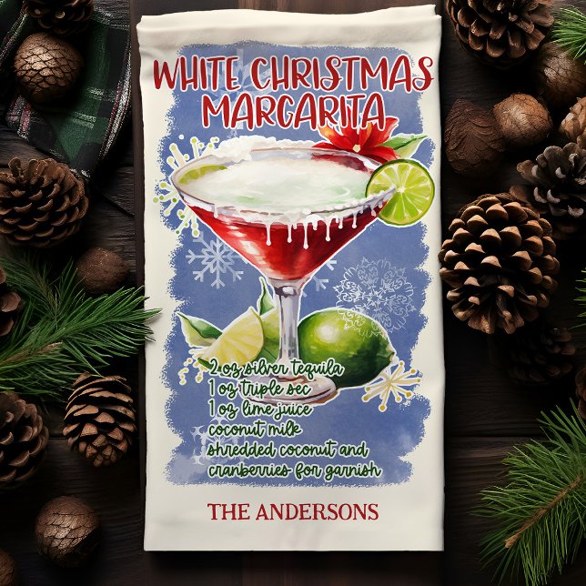 White Christmas Margarita Holiday Cocktail Rezept Geschirrtuch (Von Creator hochgeladen)