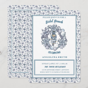 White Christmas Nutcracker Wreath Bridal Brunch Einladung