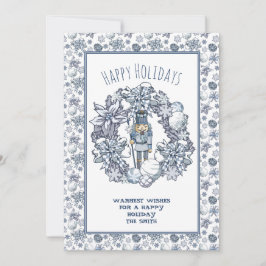 White Christmas Nutcracker Wreath Feiertagskarte