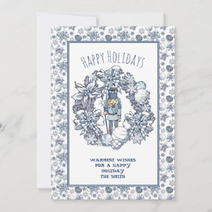 White Christmas Nutcracker Wreath Feiertagskarte