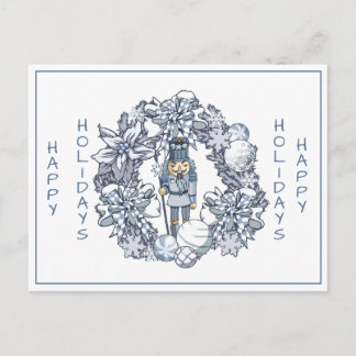 White Christmas Nutcracker Wreath Postkarte