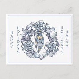 White Christmas Nutcracker Wreath Postkarte