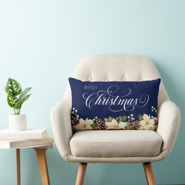 White Christmas Poinsettia Lendenkissen (Stuhl )