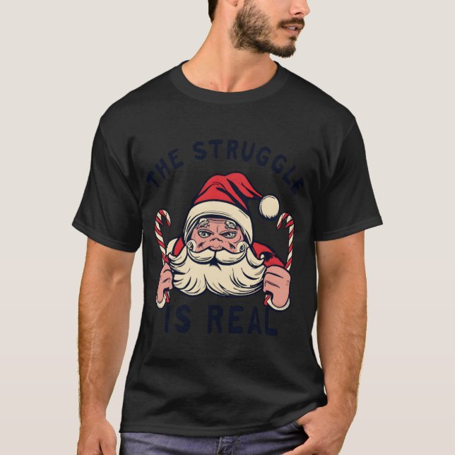 white Christmas quotHE STRUGGLE IS REAL quot retro T-Shirt (Vorderseite)