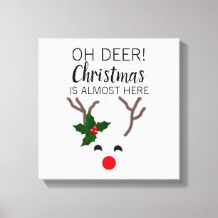 White Christmas Red Nose Reindeer Funny Quote Leinwanddruck