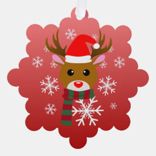 White Christmas Rudolph, der Rotnasen-Rentier Ornament Karte