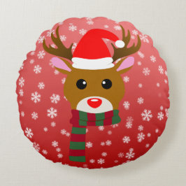 White Christmas Rudolph, der Rotnasen-Rentier Rundes Kissen