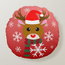White Christmas Rudolph, der Rotnasen-Rentier Rundes Kissen