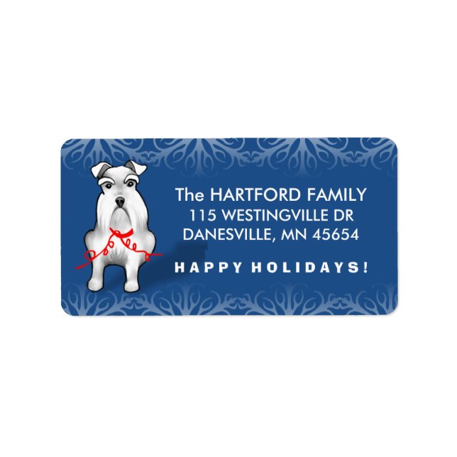 White Christmas Schnauzer Dog Address Labels Adressaufkleber (Vorne)