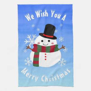 White Christmas Snowman Geschirrtuch