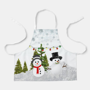 White Christmas Snowman / Snow Scene for Kids Schürze