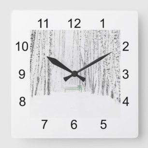 White Christmas Tale Quadratische Wanduhr
