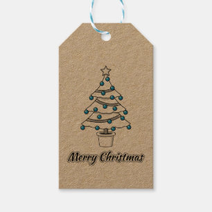White Christmas Tree Blue Decorations - Frohe Weih Geschenkanhänger