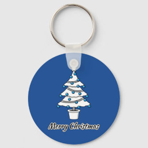 White Christmas Tree Blue Decorations - Frohe Weih Schlüsselanhänger