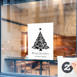 White Christmas Tree Business Window Dekoration Fensteraufkleber