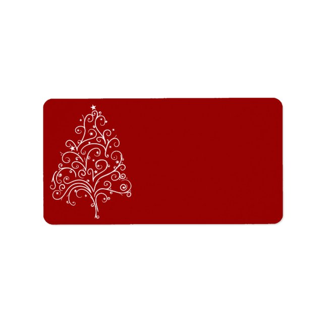 White Christmas Tree on Red Adressaufkleber (Vorne)