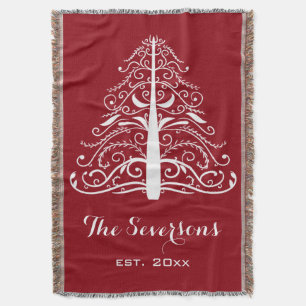 White Christmas Tree on Red Decke