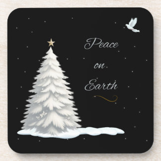White Christmas tree Peace Untersetzer