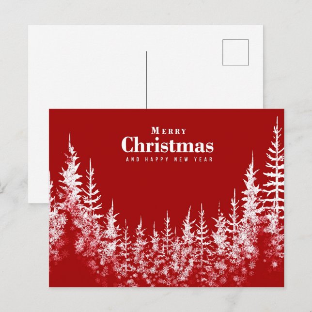 White Christmas Tree Postcard Postkarte (Vorne/Hinten)