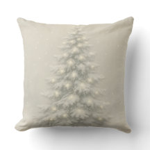 White Christmas Tree Throw Pillow