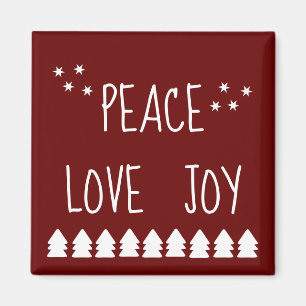 White Christmas Trees Peace Liebe Joy Magnet