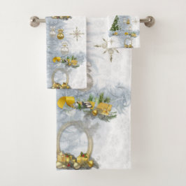 White Christmas Wedding Repeat Design Badhandtuch Set