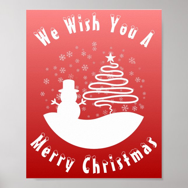 White Christmas Winter Wonderland Snowman Tree Poster (Vorne)