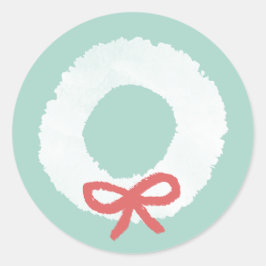 White Christmas Wreath Classic Round Sticker