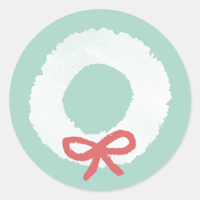 White Christmas Wreath Classic Round Sticker (Vorderseite)