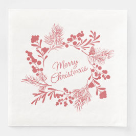 White Christmas Wreath Napkin – Holiday Table Deco Serviette