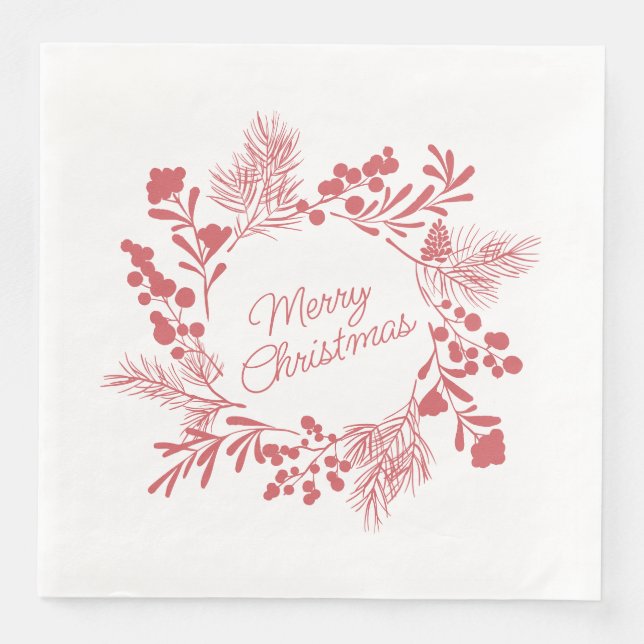 White Christmas Wreath Napkin – Holiday Table Deco Serviette (Vorderseite)