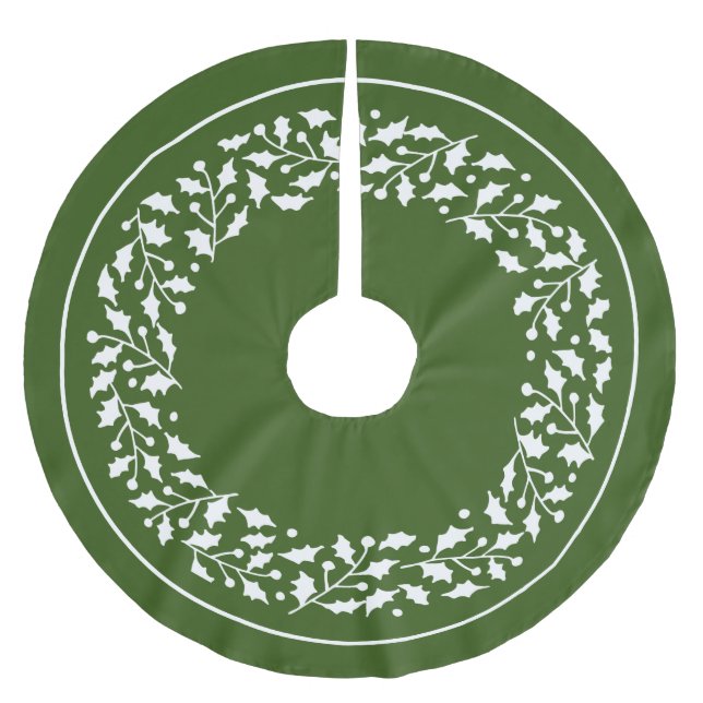 White Chritmas Holly Wreath Polyester Weihnachtsbaumdecke (Vorderseite)