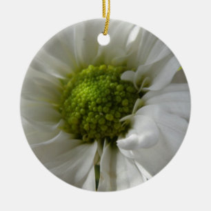 White Chrysanthemum Custom Birthday Keramikornament
