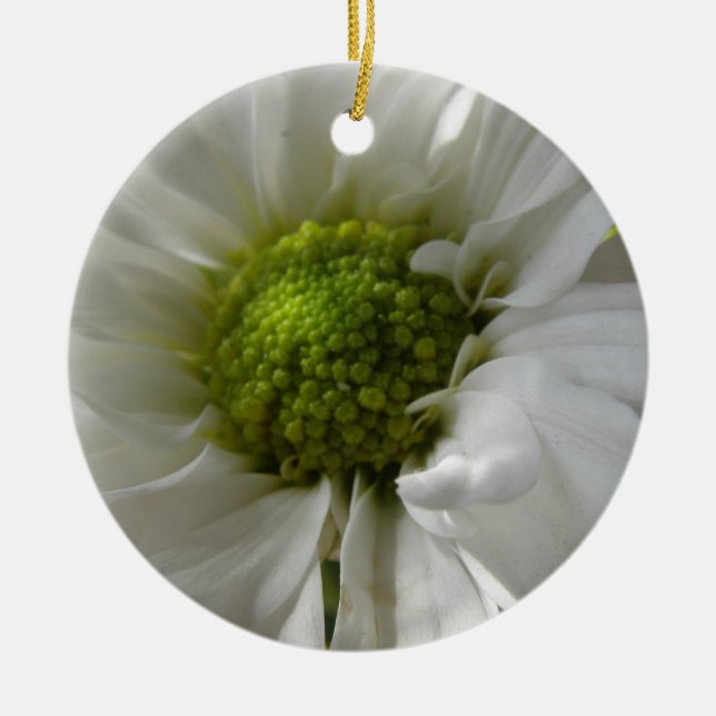 White Chrysanthemum Custom Birthday Keramikornament (Vorne)