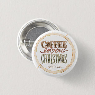 White Circle Coffee Lovers's Christmas Button