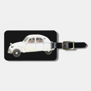White Citroen 2CV - Addressfield leer Gepäckanhänger