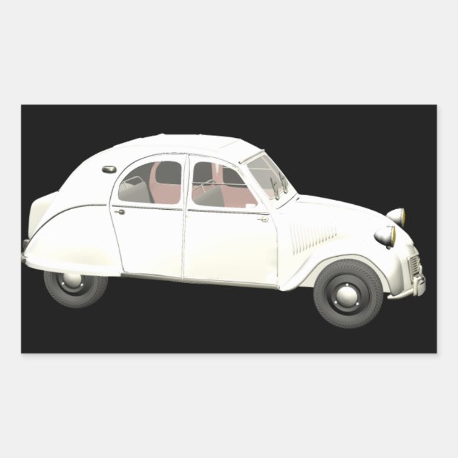 White Citroen 2CV Rechteckiger Aufkleber (Vorderseite)