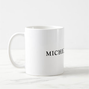 White Classic Minimalistisch Schlicht Simple Name Kaffeetasse