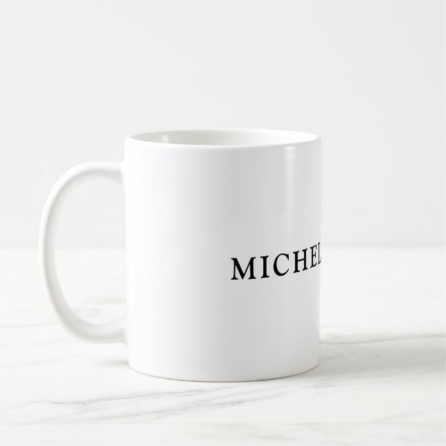White Classic Minimalistisch Schlicht Simple Name Kaffeetasse (Links)