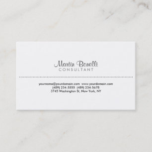White Classic Script Dot Line Business Card Visitenkarte