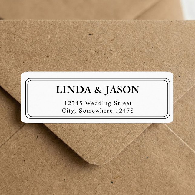 White Classic Script Wedding Rücksendeadresse (White classic script address labels add timeless elegance to your wedding stationery.)