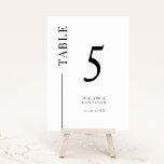 White Clean Line Hochzeitsstimmung Tischnummer<br><div class="desc">Einfache und moderne Tischnummer mit einer Linie an der Seite. Die Farbe ist weiß und schwarz.</div>