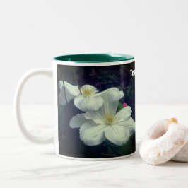 White Clematis Blume Pair Personalisiert Zweifarbige Tasse