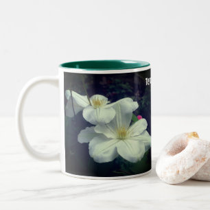 White Clematis Blume Pair Personalisiert Zweifarbige Tasse