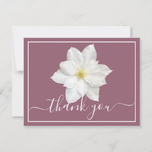 White Clematis Blume Plum Hintergrund Danke Postkarte