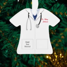 White Coat Blue Shirt Doctor Profession Ornament
