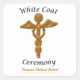 White Coat Ceremony Gold Medical, Square Gift Item Quadratischer Aufkleber