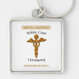 White Coat Ceremony Gold Medical, Square Gift Item Schlüsselanhänger
