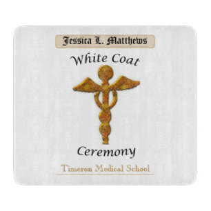 White Coat Ceremony Gold Medical, Square Gift Item Schneidebrett